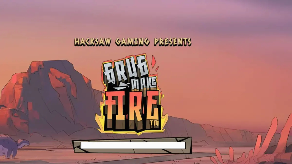 Grug Make Fire slot game interface dengan tema prasejarah dan elemen api