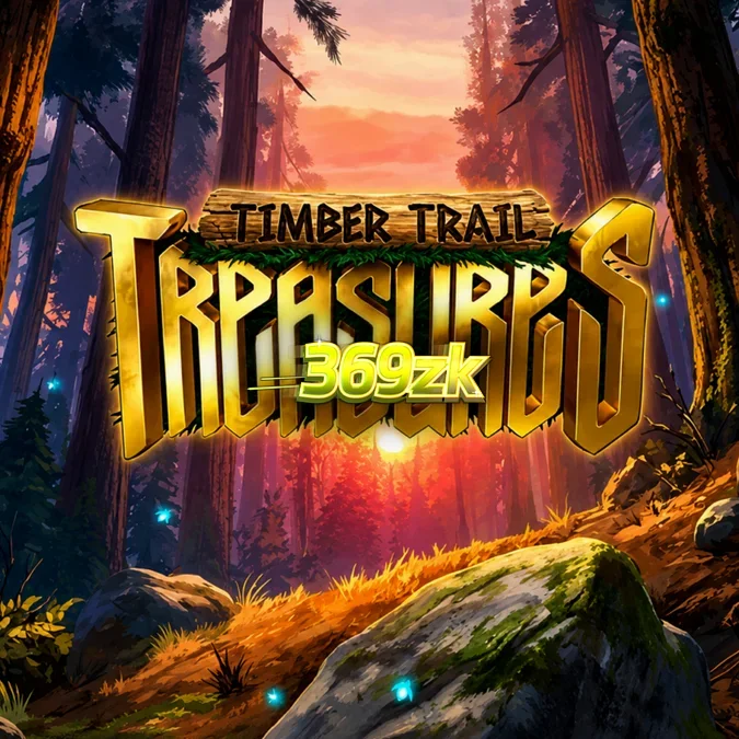 Tampilan antarmuka permainan slot Timber Trail Treasures dengan tema hutan dan gulungan yang tersinkronisasi.